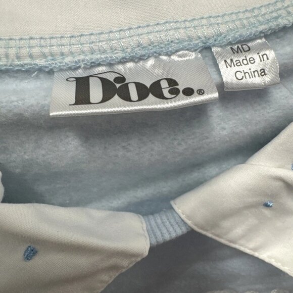 Women's Let is Snow Collared Graphic Sweatshirt Blue sz. M - Picture 3 of 4